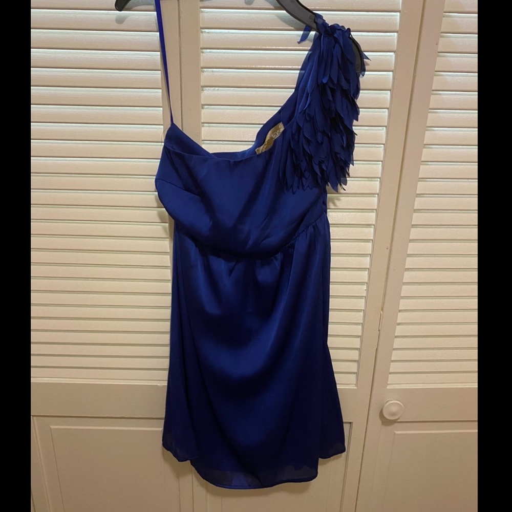 One Shoulder Dress with “Feather” Shoulder
